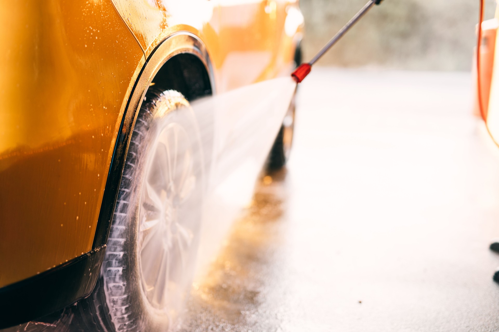 Businessman car washing